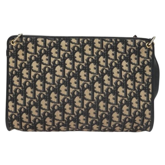 Christian Dior Trotter Canvas Shoulder Bag Navy Gold Auth ep9528 - Picture 3 of 16